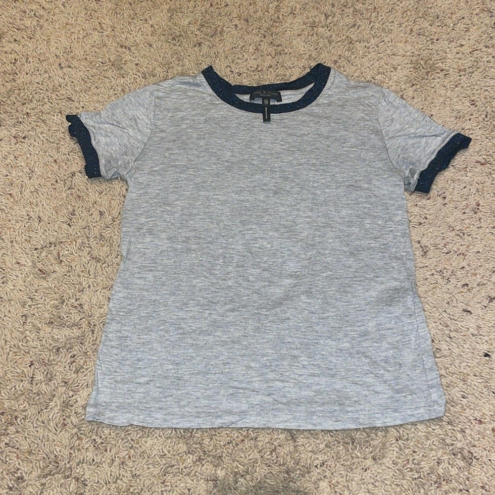 Rag And Bone Grey Sparkle Cuff Crew Tee - image 1